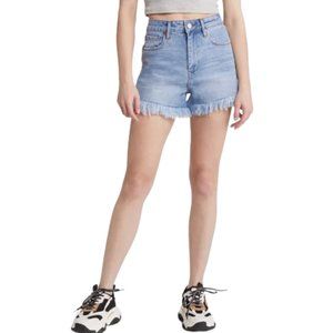 BLANKNYC The Reeve Frayed High Waist Denim Shorts